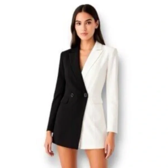 Endless Rose Black and White Romper Blazer - Picture 1 of 4